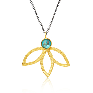 Azurite & Malachite leaves necklace