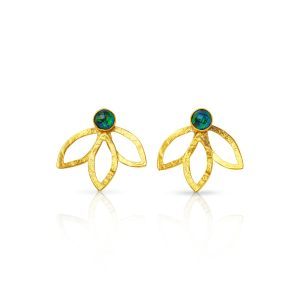 Azurite & Malachite leaves earrings