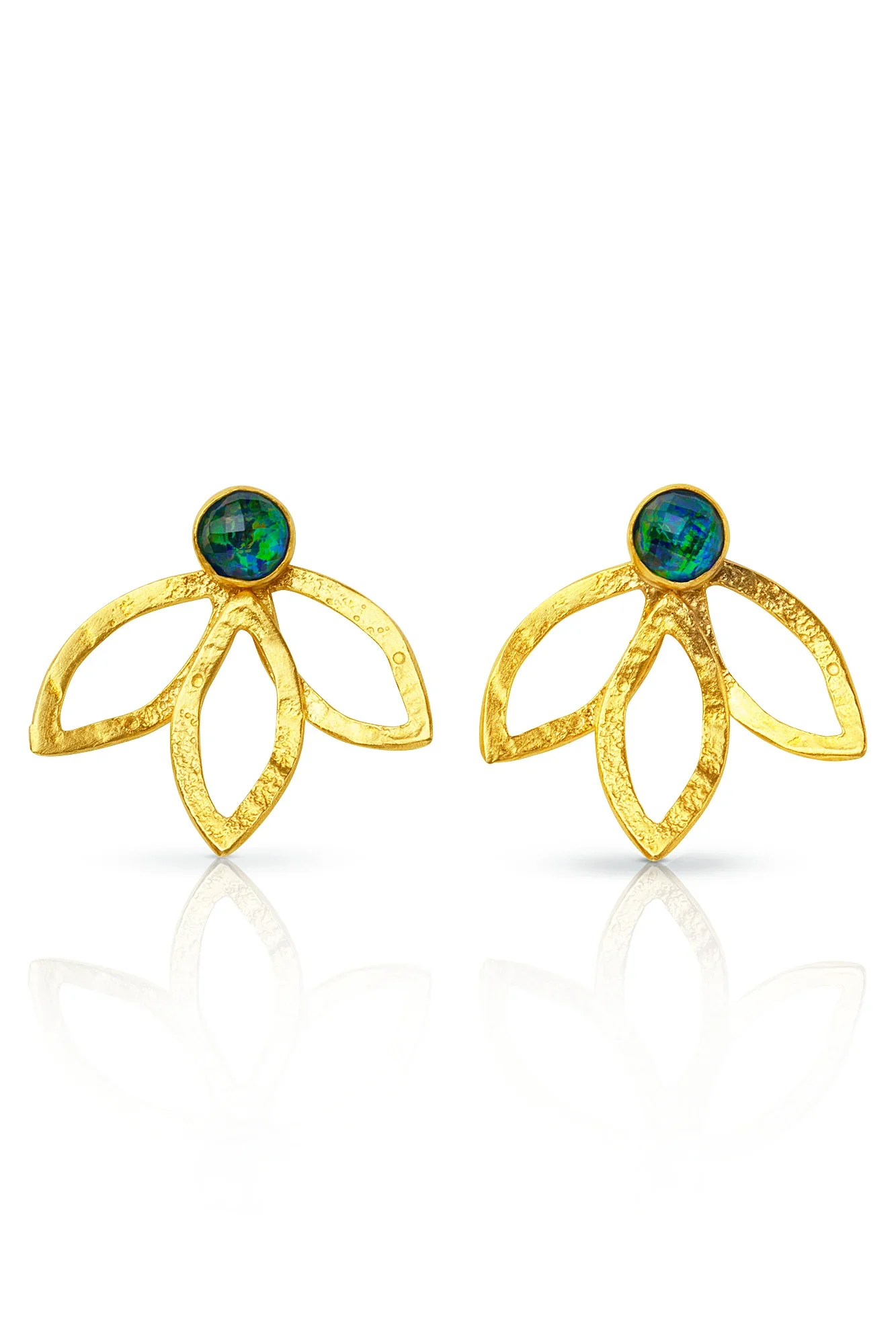 Azurite & Malachite leaves earrings