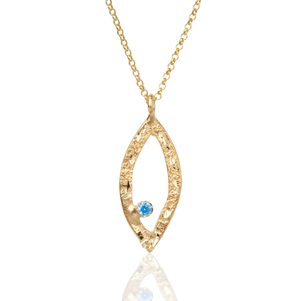 Leaf necklace blue zircon