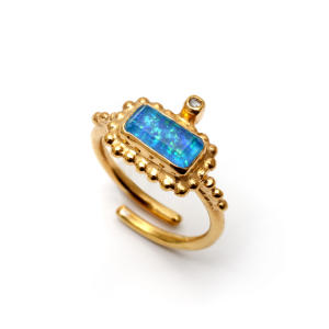 Opal lapis quartz ring