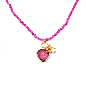 Thulite quartz pink necklace
