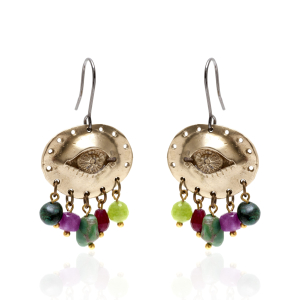 Tourmaline-Agate eye earrings