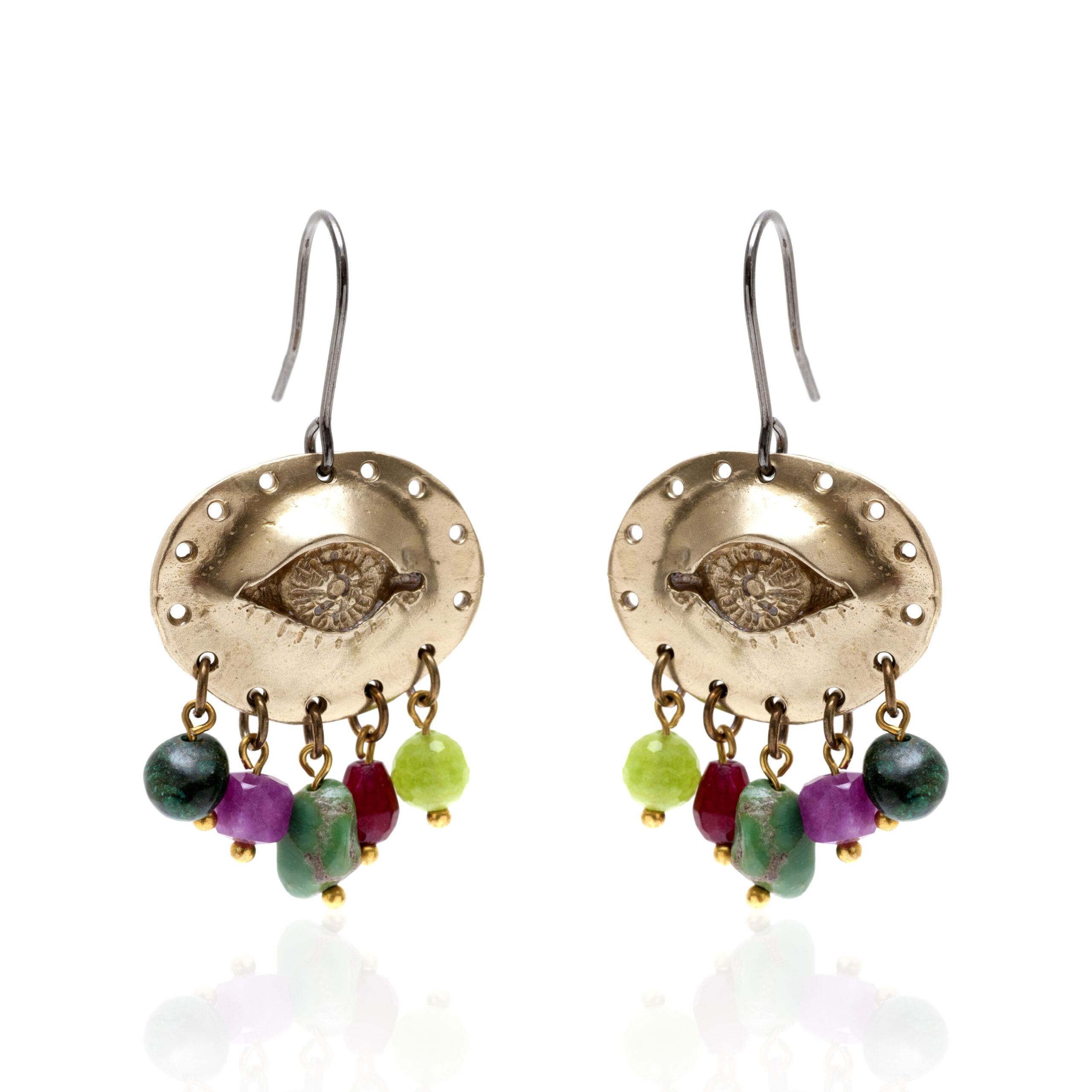 Tourmaline-Agate eye earrings