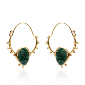 Malachite gold earrings