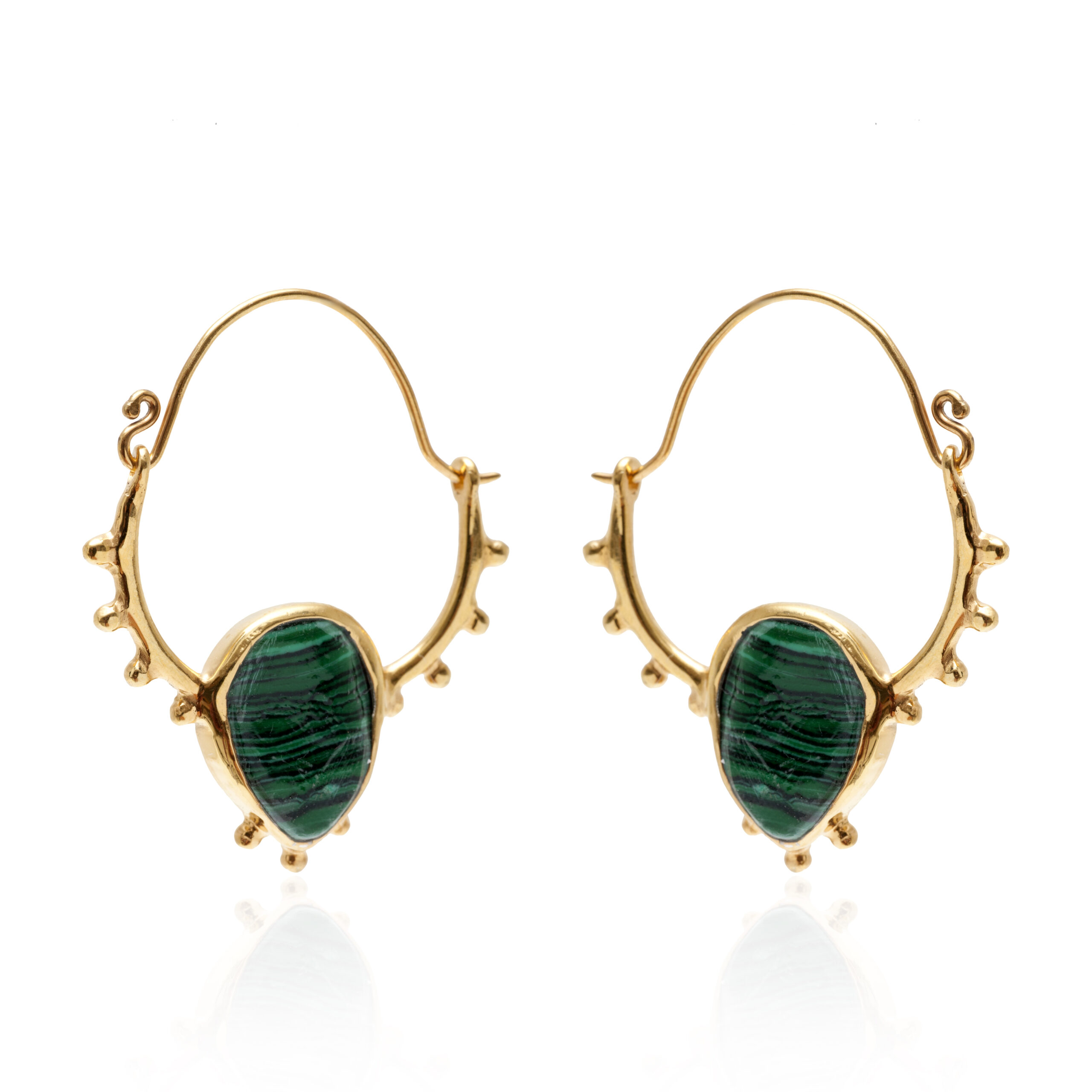 Malachite gold earrings