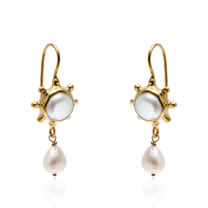 Sun gold pearl earrings