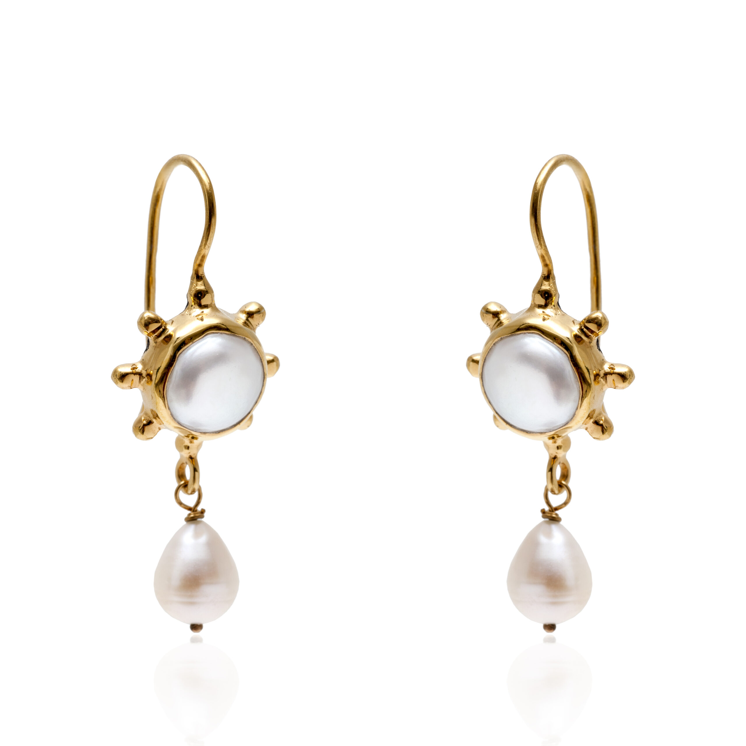 Sun gold pearl earrings
