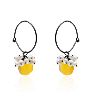 Lemon chalcedony grape earrings