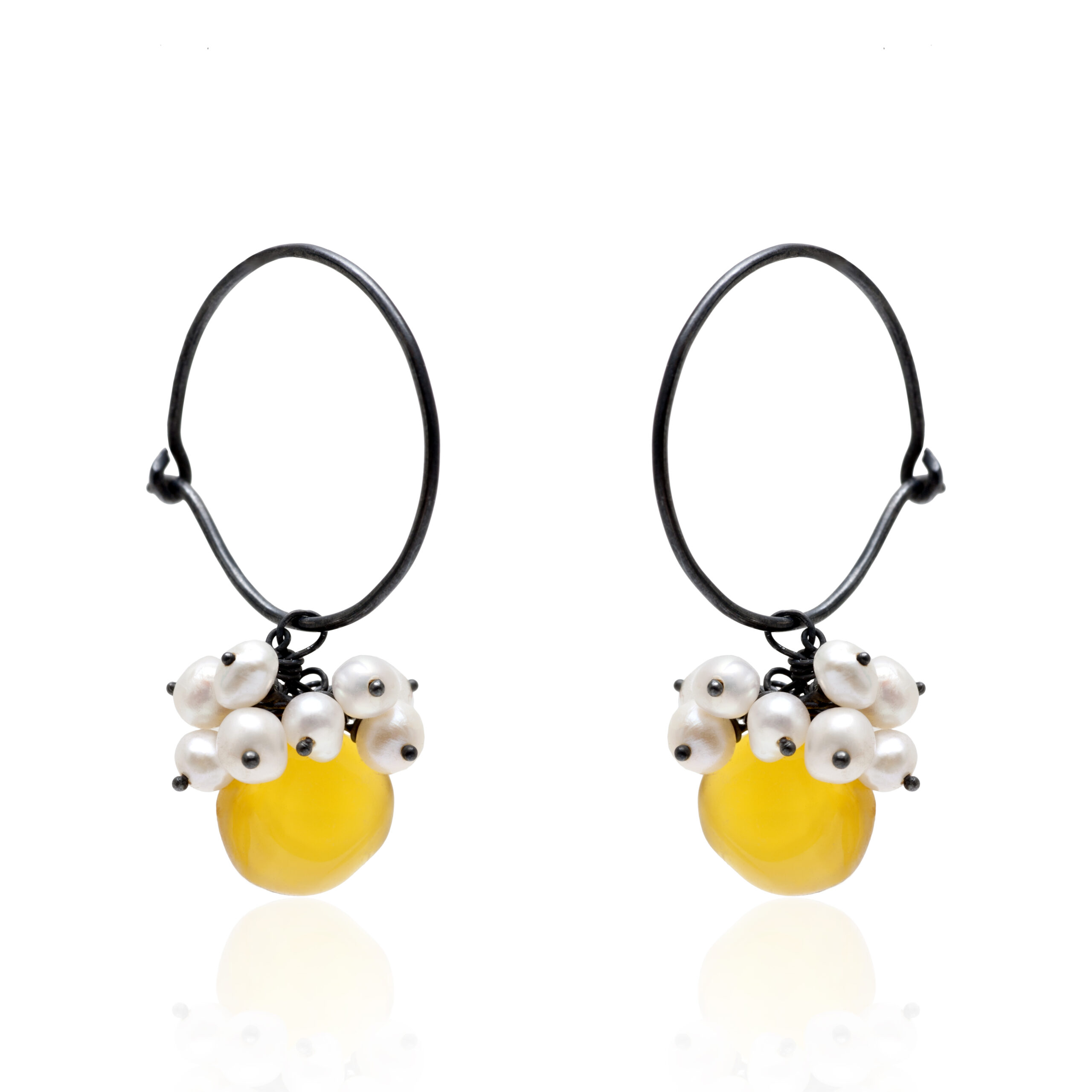 Lemon chalcedony grape earrings