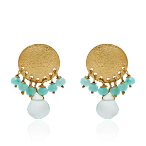 Chalcedony amazonites gold earrings