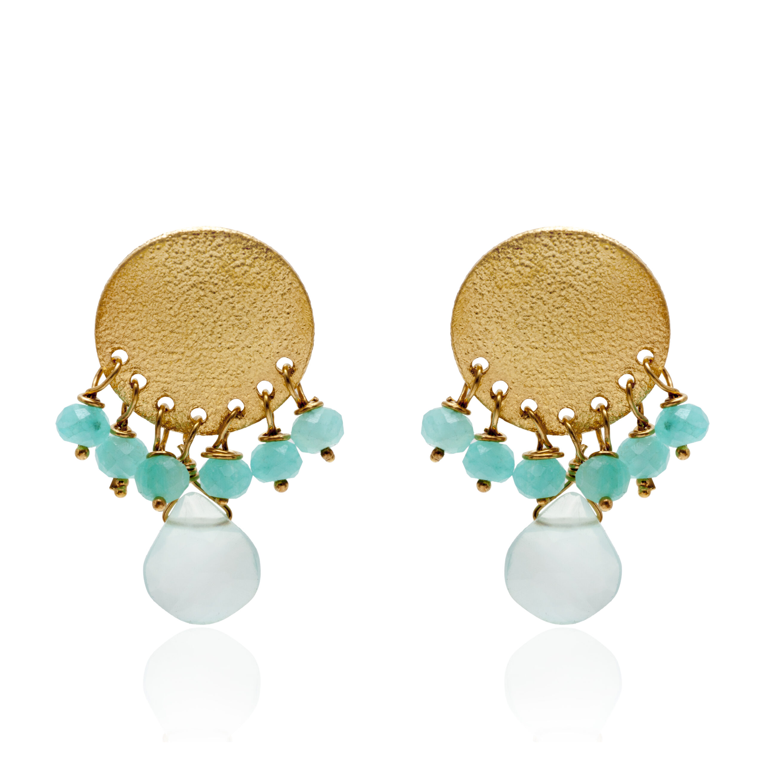 Chalcedony amazonites gold earrings