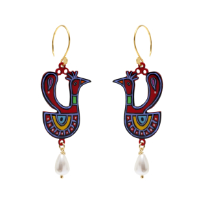 Red pigeons earrings