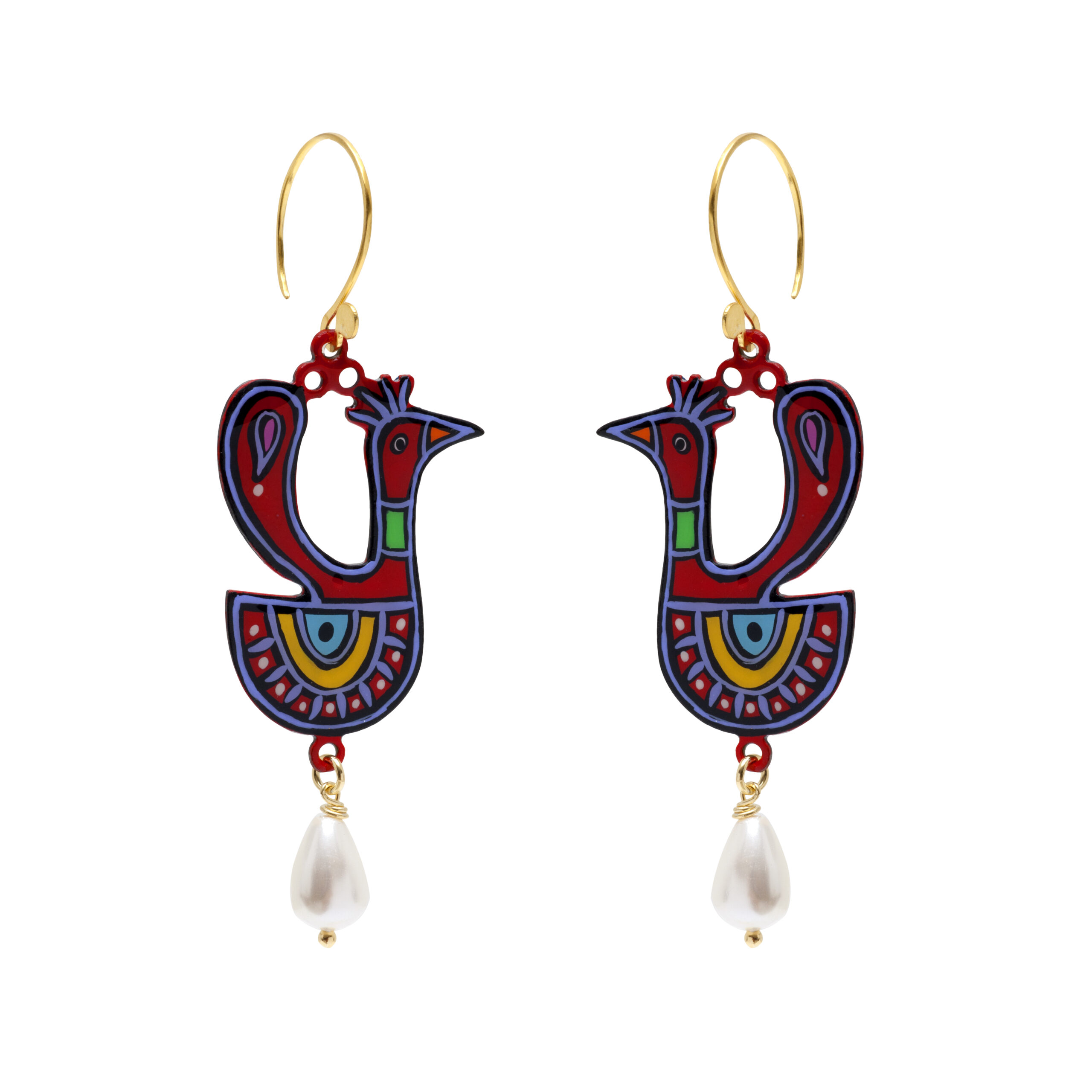 Red pigeons earrings