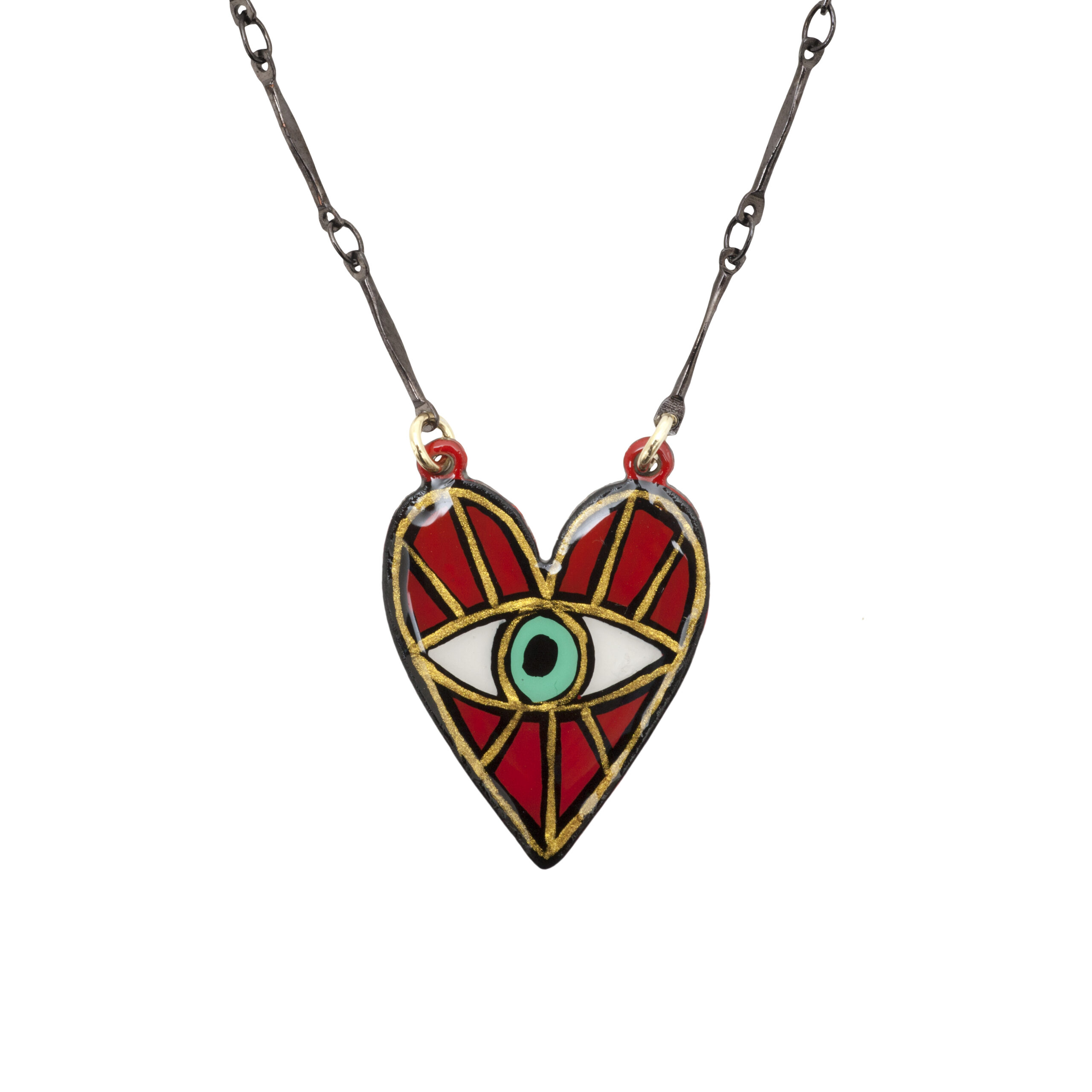 Heart-shaped eye necklace