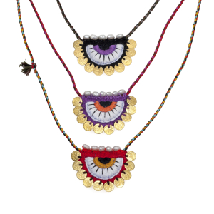 Knitted eye necklace