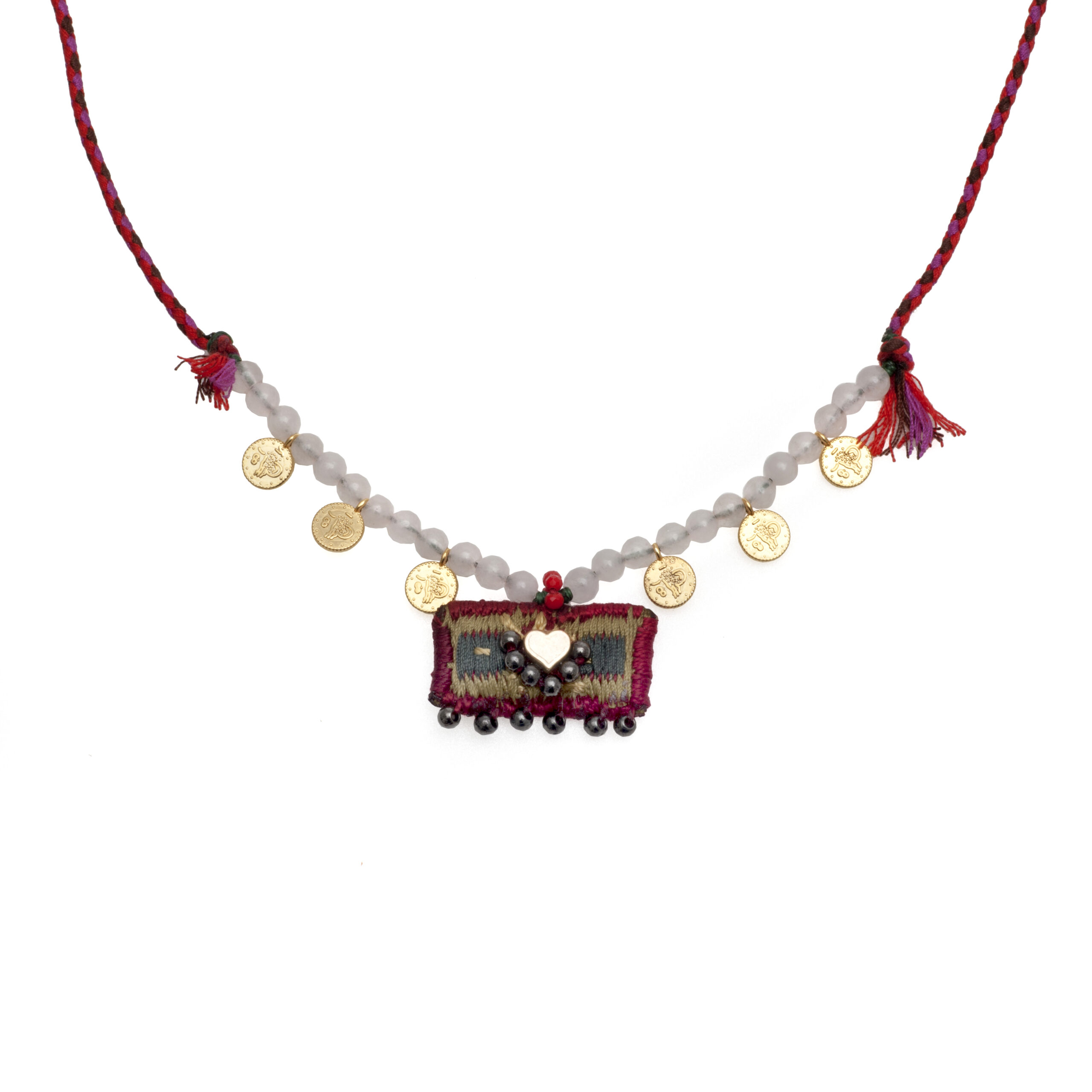 Knitted heart necklace