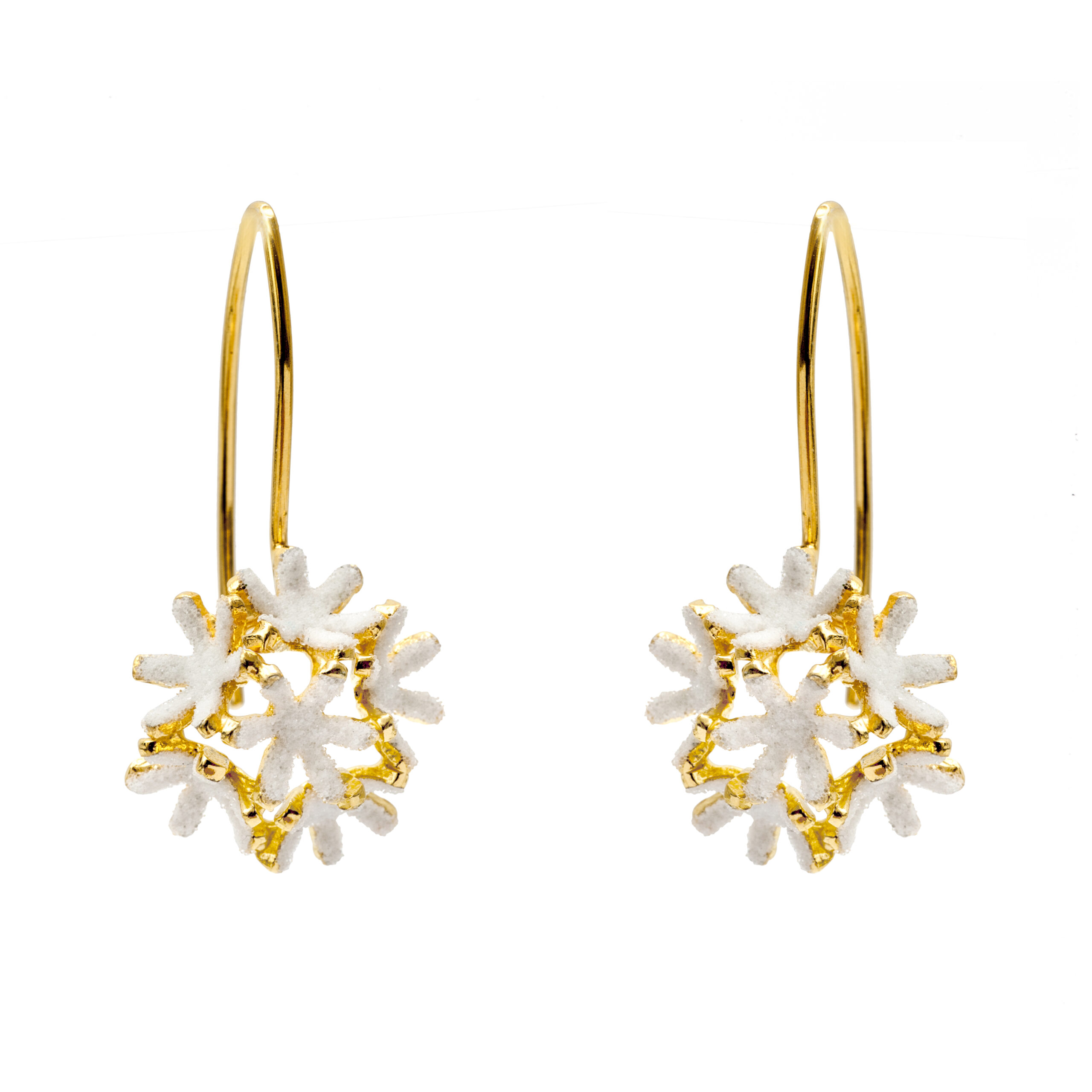 Floral small white earrings